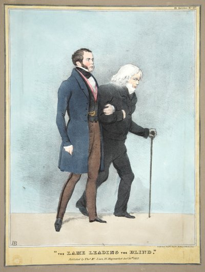 लंगड़ा अग्रणी अंधे, पब। 1832 (रंगीन उत्कीर्णन) द्वारा अंग्रेजी स्कूल