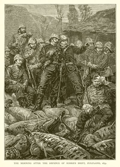 सुबह की रक्षा के बाद रुर्क्स बहाव, ज़ूलुलैंड, 1879 द्वारा अंग्रेजी स्कूल