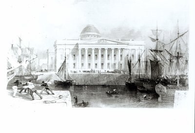 द न्यू कस्टम हाउस, लिवरपूल, c.1830 द्वारा अंग्रेजी स्कूल