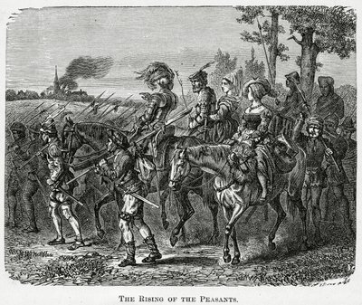 1381, 1882 में इंग्लैंड में किसानों की राइजिंग द्वारा अंग्रेजी स्कूल