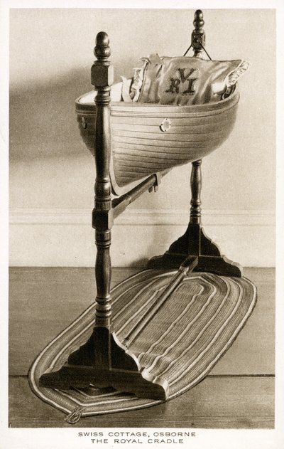 द रॉयल क्रैडल, स्विस कॉटेज, ओसबोर्न हाउस, आइल ऑफ वाइट, c.1893 (लकड़ी) द्वारा अंग्रेजी स्कूल