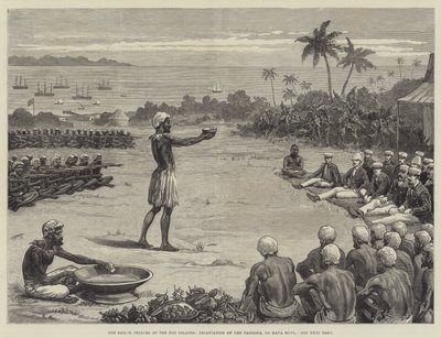 फिजी द्वीप समूह में नाविक राजकुमारों, यंगोना का मंत्र, या कावा बाउल (उत्कीर्णन) द्वारा अंग्रेजी स्कूल