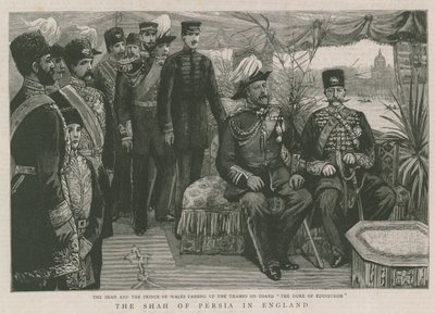 शाह और वेल्स के राजकुमार एडिनबर्ग के ड्यूक बोर्ड पर थेम्स को पार करते हुए द्वारा अंग्रेजी स्कूल