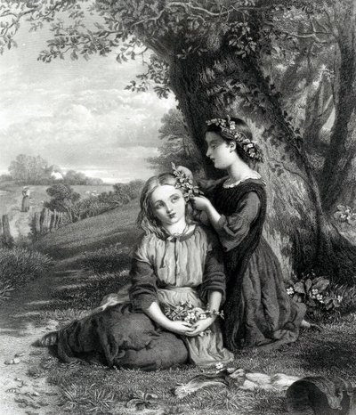 द सिस्टर्स, आर्ट जर्नल (1867) में प्रकाशित, सी। कूसन, 1867 द्वारा उत्कीर्ण द्वारा अंग्रेजी स्कूल