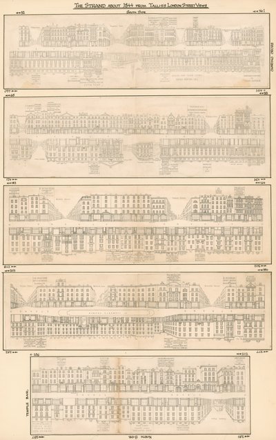द स्ट्रैंड लगभग 1844 टालिस लंदन स्ट्रीट व्यू से द्वारा अंग्रेजी स्कूल