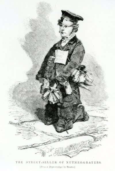 नटमेग-ग्रेटर्स की स्ट्रीट सेलर, c.1840 द्वारा अंग्रेजी स्कूल