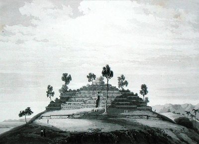 केडू में बोरो जिले में बोरो बोडो का मंदिर, थॉमस स्टैमफोर्ड रैफल्स (1781-1826) द्वारा 'द हिस्ट्री ऑफ जावा' से, 1830 (दूसरा संस्करण) (लिथो) प्रकाशित हुआ। द्वारा अंग्रेजी स्कूल