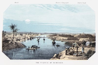 नीनवे में टाइग्रिस (रंगीन उत्कीर्णन) द्वारा अंग्रेजी स्कूल