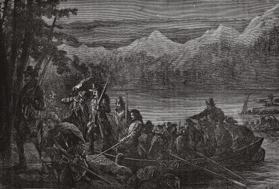 रात तक वाउदोइस लेक लेमन को पार करते हुए, जेम्स एइटकेन वायली (1808-1890), पब द्वारा द हिस्ट्री ऑफ़ प्रोटेस्टेंटिज़्म का चित्रण। 1878 द्वारा अंग्रेजी स्कूल