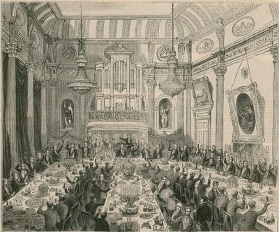 ईस्ट इंडिया कंपनी, लंदन टैवर्न, 1844 द्वारा सर एच हार्डिंग को दिया गया रात्रिभोज द्वारा अंग्रेजी स्कूल
