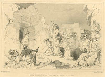 लाजर की स्थापना, जॉन इलेवन, 43-44 (उत्कीर्णन) द्वारा अंग्रेजी स्कूल