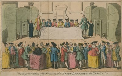 गिल्डहॉल, 1763 में राज्य लॉटरी के ड्राइंग का प्रतिनिधित्व द्वारा अंग्रेजी स्कूल