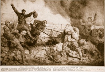 1916-19-19 के कॉम्बल में एक आमने-सामने मुठभेड़ में 1916 के तीन मस्कट द्वारा अंग्रेजी स्कूल