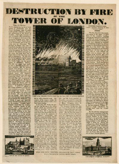 टॉवर ऑफ़ लंदन फायर, 1841 द्वारा अंग्रेजी स्कूल
