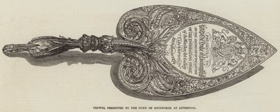 ट्रॉवेल लिवरपूल में ड्यूक ऑफ एडिनबर्ग को प्रस्तुत किया गया (उत्कीर्णन) द्वारा अंग्रेजी स्कूल