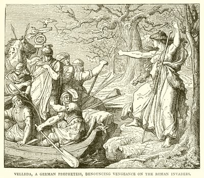 Velleda, एक जर्मन पैगंबर, रोमन आक्रमणकारियों पर प्रतिशोध की निंदा करते हुए द्वारा अंग्रेजी स्कूल