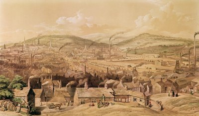 विलियम इबिट, 1854 द्वारा दक्षिण पूर्व से औद्योगिक शेफ़ील्ड का दृश्य द्वारा अंग्रेजी स्कूल