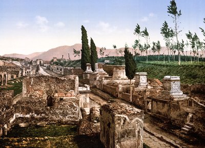पोम्पेई का दृश्य (हाथ से रंगीन फोटो) द्वारा अंग्रेजी स्कूल
