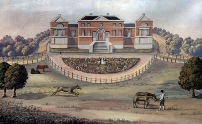 पार्क में एक कंट्री हाउस का दृश्य, c.1825 (कागज पर गौचे) द्वारा अंग्रेजी स्कूल