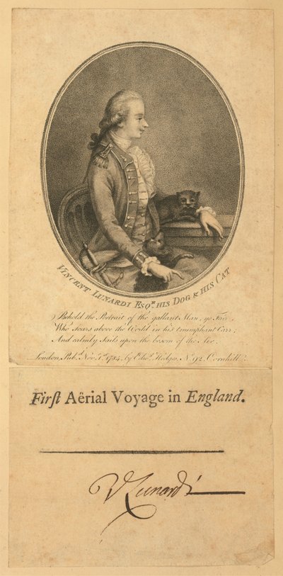 विंसेंट लुनार्डी, 1784 (स्टेपल उत्कीर्णन) द्वारा अंग्रेजी स्कूल