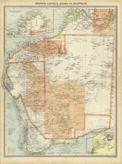 पश्चिमी ऑस्ट्रेलिया, गोल्डफील्ड्स को दर्शाता हुआ (रंगीन लिथो) द्वारा अंग्रेजी स्कूल