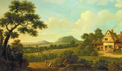 एक सड़क के किनारे आंकड़े के साथ जंगल लैंडस्केप, c.1770 द्वारा अंग्रेजी स्कूल