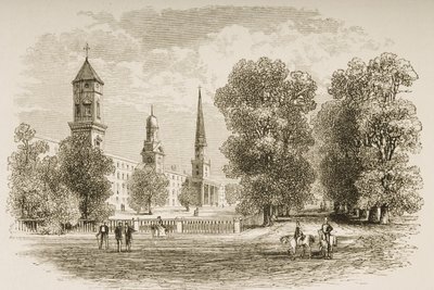 येल कॉलेज, न्यू हेवन, सी .1870 में, धार्मिक ट्रैक्ट सोसाइटी, 1876 द्वारा प्रकाशित &39;अमेरिकन पिक्चर्स&39; से द्वारा अंग्रेजी स्कूल