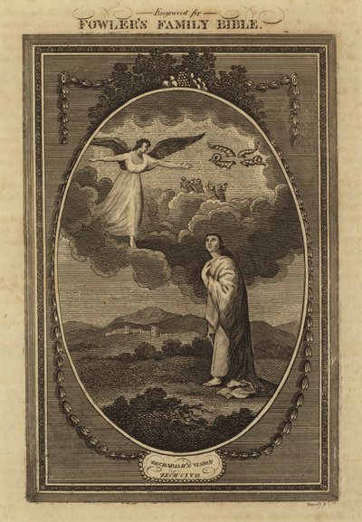 जकर्याह का दर्शन, जकर्याह, अध्याय 1, श्लोक 18 (उत्कीर्णन) द्वारा अंग्रेजी स्कूल