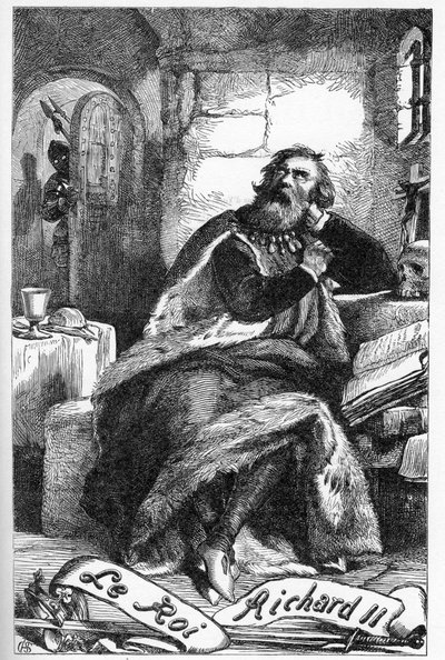 इचर्ड III (द लाइफ एंड डेथ ऑफ रिचर्ड द थर्ड) - "" कम्प्लीट्स डी विलियम शेक्सपियर"" में चित्रण"" 1866 - इस संस्करण के चित्र और सामान्य रूप लंदन में प्रकाशित कैसल के सचित्र शेक्सपियर से उधार लिए गए हैं। द्वारा अंग्रेजी स्कूल