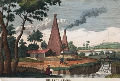 द टीले किल्न्स, 1780-1830 (हाथ के रंग का नक्काशी) द्वारा अंग्रेजी स्कूल अंग्रेजी स्कूल