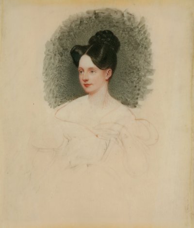 Marianne Cregoe Colmare (बाद में श्रीमती बॉरटन बेनेट) का अधूरा चित्र c.1833-34 (कार्ड पर घुड़सवार हाथी दांत पर लघु) द्वारा अंग्रेजी स्कूल अंग्रेजी स्कूल