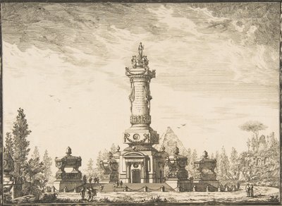 सेपुलचर के लिए एक अंत्येष्टि स्तंभ के परिप्रेक्ष्य में ऊंचाई..., 1746-50। द्वारा एनेमॉन्ड अलेक्जेंड्रे पेटिटोट