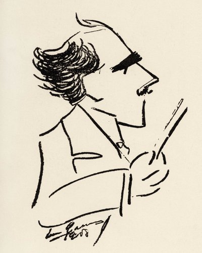 Arturo Toscanini (1867-1957) एनरिको कारुसो (इतालवी कार्यकाल) द्वारा एक कैरिकेचर में इतालवी कंडक्टर। द्वारा एनरिको कारुसो