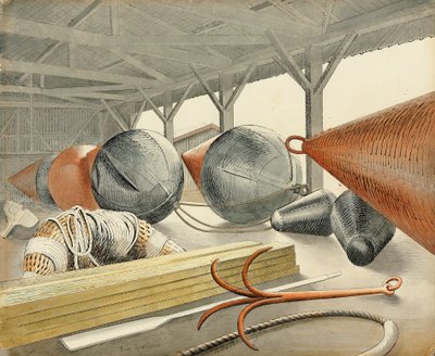 बुयस और ग्रेपलिंग हुक, 1933 द्वारा एरिक Ravilious