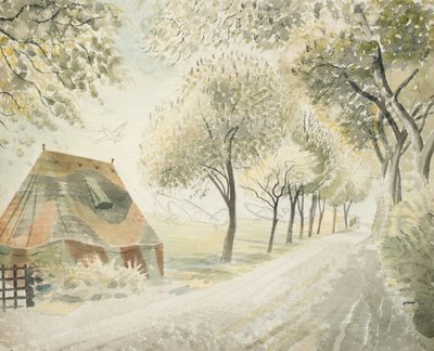 एक हवाई क्षेत्र से सड़क, c.1942 द्वारा एरिक Ravilious