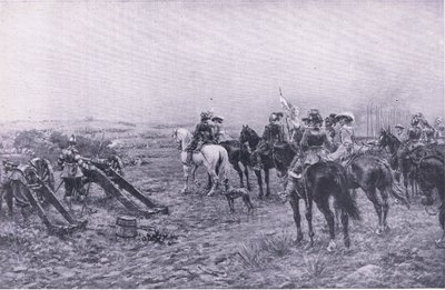 2 जुलाई 1644 को मारस्टन की लड़ाई में प्रिंस रूपर्ट, लैंड एंड सी, 1915 में ब्रिटिश बैटल से चित्रण द्वारा अर्नेस्ट क्रॉफ्ट्स