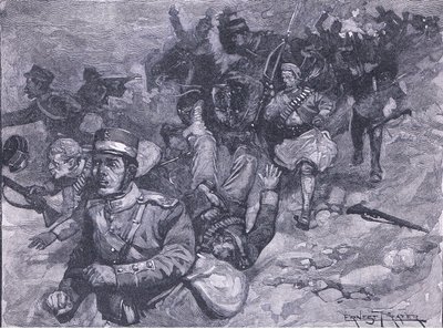 लारिसा में यूनानियों की उड़ान, इंग्लैंड के कैसल्स हिस्ट्री से चित्रण, 1900s द्वारा अर्नेस्ट प्रेटर