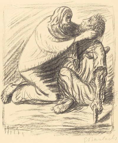 धन्य हैं दयालु, 1916 प्रकाशित। द्वारा Ernst Barlach