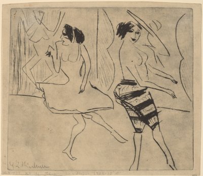 स्टूडियो में नर्तक, 1911। द्वारा अर्नस्ट लुडविग किरचनर