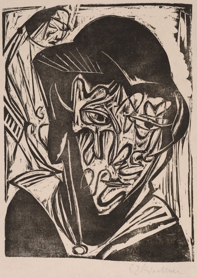 घूंघट वाली महिला, 1915। द्वारा Ernst Ludwig Kirchner