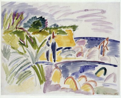 1913 में फेहमार में समुद्र तट द्वारा Ernst Ludwig Kirchner