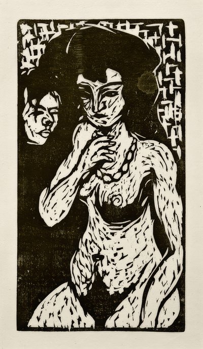 आत्म चित्र के साथ नग्न लड़की द्वारा Ernst Ludwig Kirchner