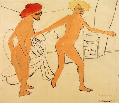 दो नग्न नर्तक द्वारा Ernst Ludwig Kirchner
