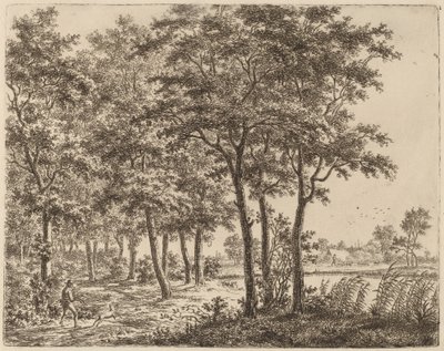 जलाऊ लकड़ी ले जाते किसान के साथ परिदृश्य द्वारा Ernst Willem Jan Bagelaar