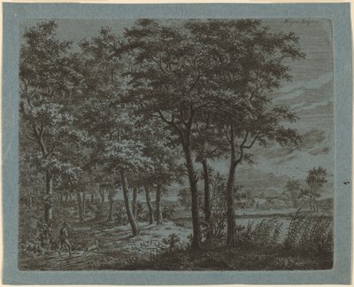 जलाऊ लकड़ी ले जाते किसान के साथ परिदृश्य द्वारा Ernst Willem Jan Bagelaar