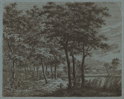 जलाऊ लकड़ी ले जाने वाले किसान के साथ लैंडस्केप, c. 1800. द्वारा अर्न्स्ट विलेम जान बगेलरी