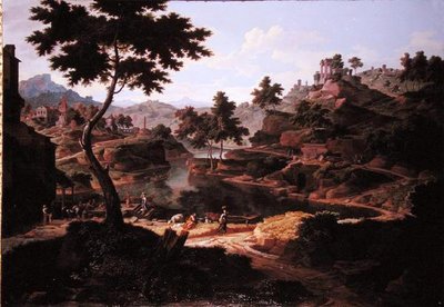 आकृतियों और खंडहरों के साथ शास्त्रीय परिदृश्य (कैनवास पर तेल) द्वारा एटिएन एलेग्रेन