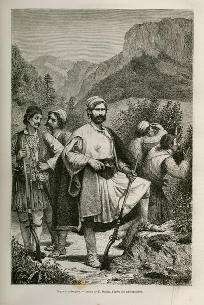 हेनरी बेले: जर्नी टू ग्रीस की कहानी को चित्रित करने के लिए ग्रीक लुटेरे और चरवाहे, पहाड़ों में साथी, ई.रोन्जट द्वारा चित्रित द्वारा एटिने एंटोनी यूजीन रोनजत