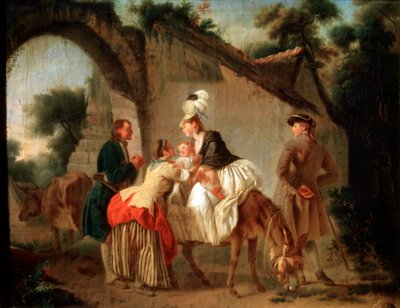 वेट नर्स को विदाई, 1777। द्वारा एटिने ऑब्री