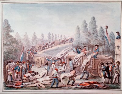 क्रांति के दौरान लाशों का परिवहन (वाटरकलर, लगभग 1790) द्वारा एटिने बेरीकोर्ट